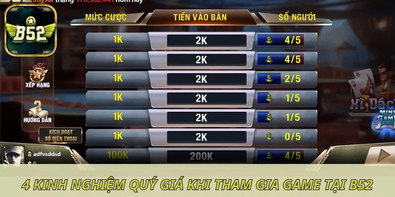 4 kinh nghiệm quý giá khi tham gia game tại B52