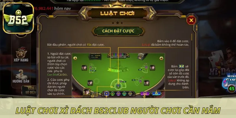 Luật chơi xì dách B52club người chơi cần nắm