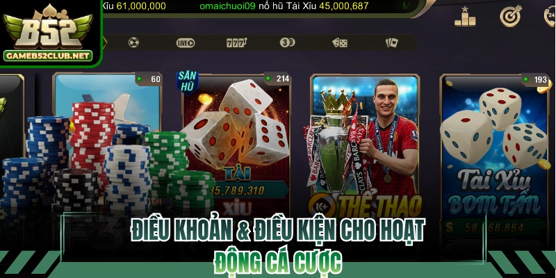 Điều khoản & điều kiện cho hoạt động cá cược