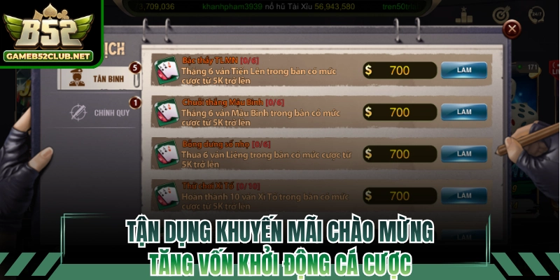 Tận dụng khuyến mãi chào mừng tăng vốn khởi động cá cược